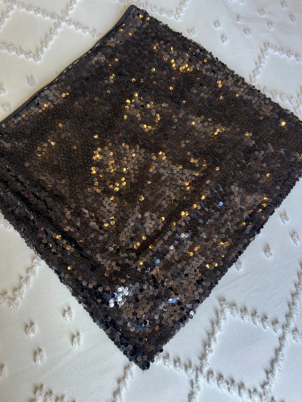 Poof Couture Black Sequin Mini Skirt - Stretch Sparkle NWOT SIZE LARGE